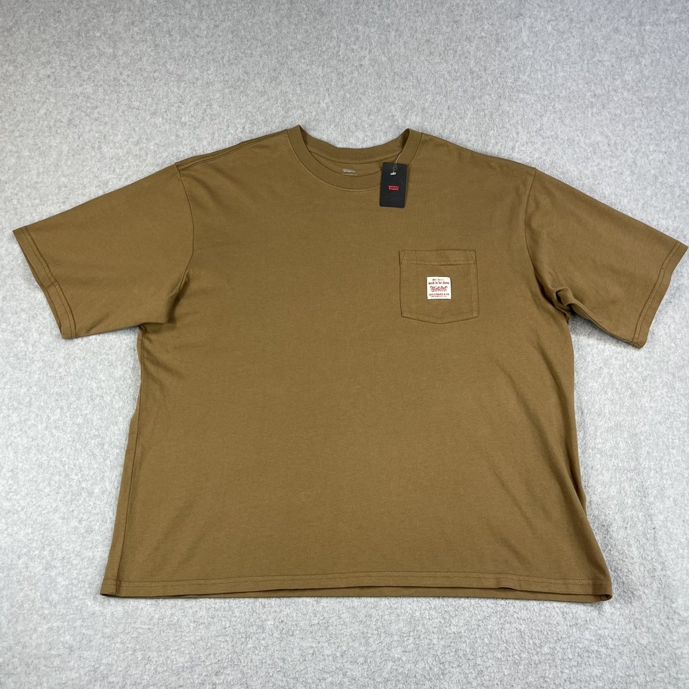 Levi's Workwear Mens Pocket T-Shirt Brown Size XL Heavy Duty Construction